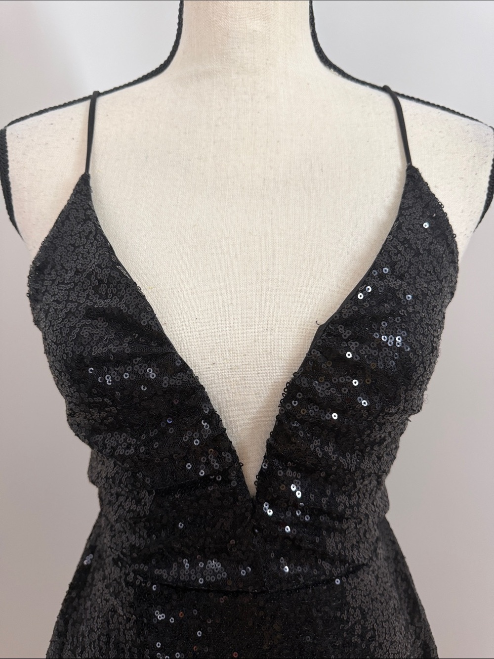 Lucy in the Sky Black Sequin Cocktail Party Mini Dress. Sz M - Picture 2 of 10